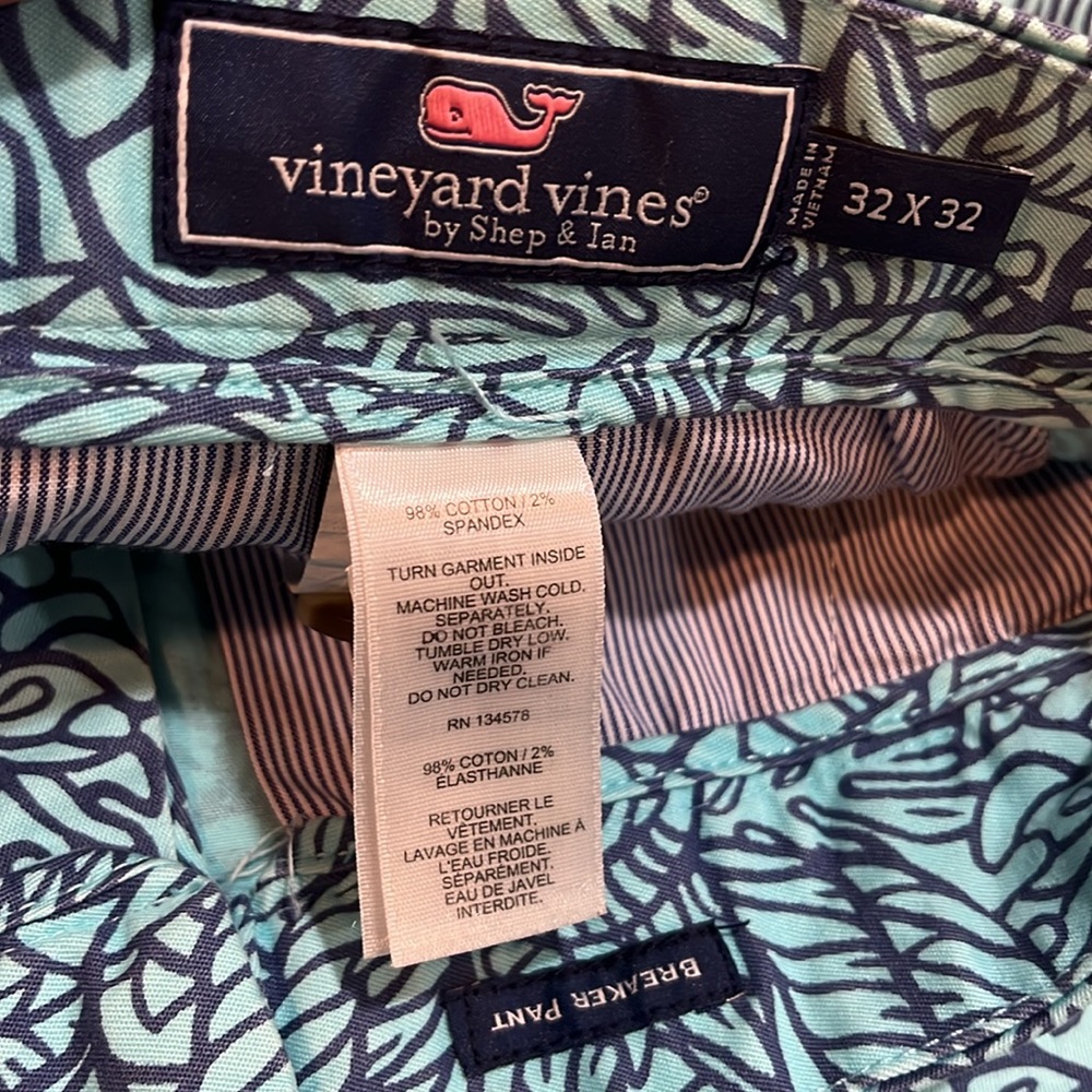 VINEYARD VINES MENS BREAKER FLAMINGO TROPICAL PRINT PANTS BLUE SIZE 32 - Picture 8 of 13